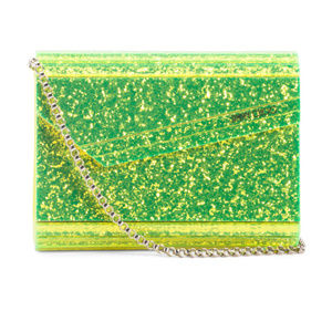 JIMMY CHOO Disco Glamour Glitter Clutch with Chain